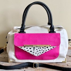 Betsey Johnson pink and white shoulder bag